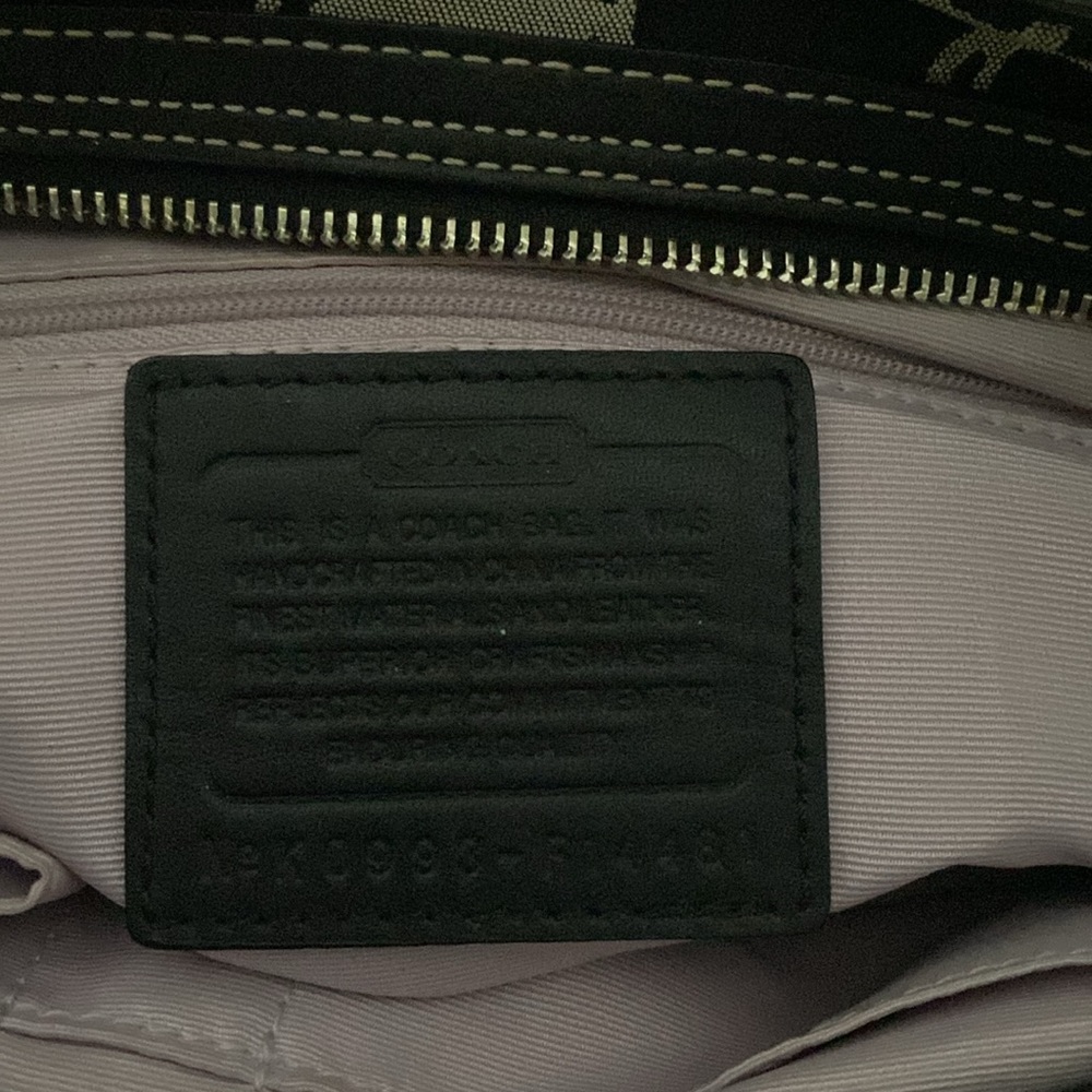 Coach Horse Carriage Ashley Monogrammed Black & Grey Leather & Fabric Handbag - Picture 8 of 13